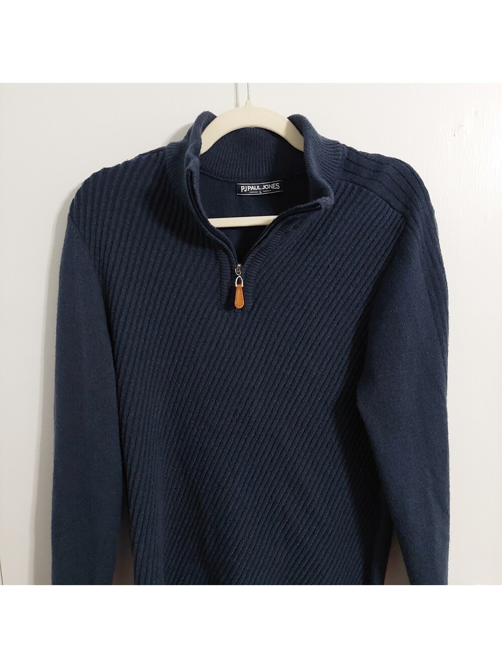 Men's Navy Blue Half-Zip Pullover Sweater Size L